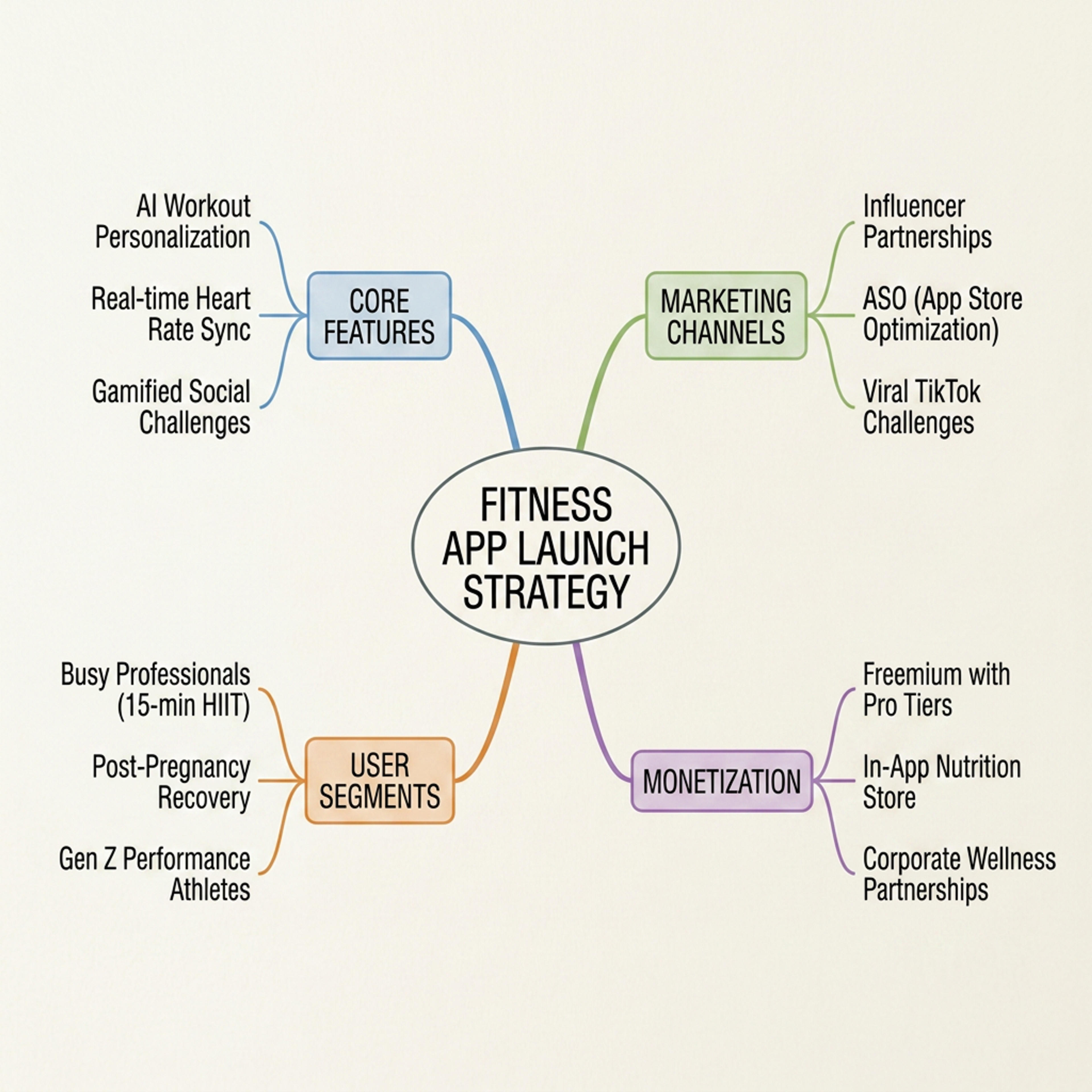 A mind map infographic connecting a central topic to related concepts and subtopics.