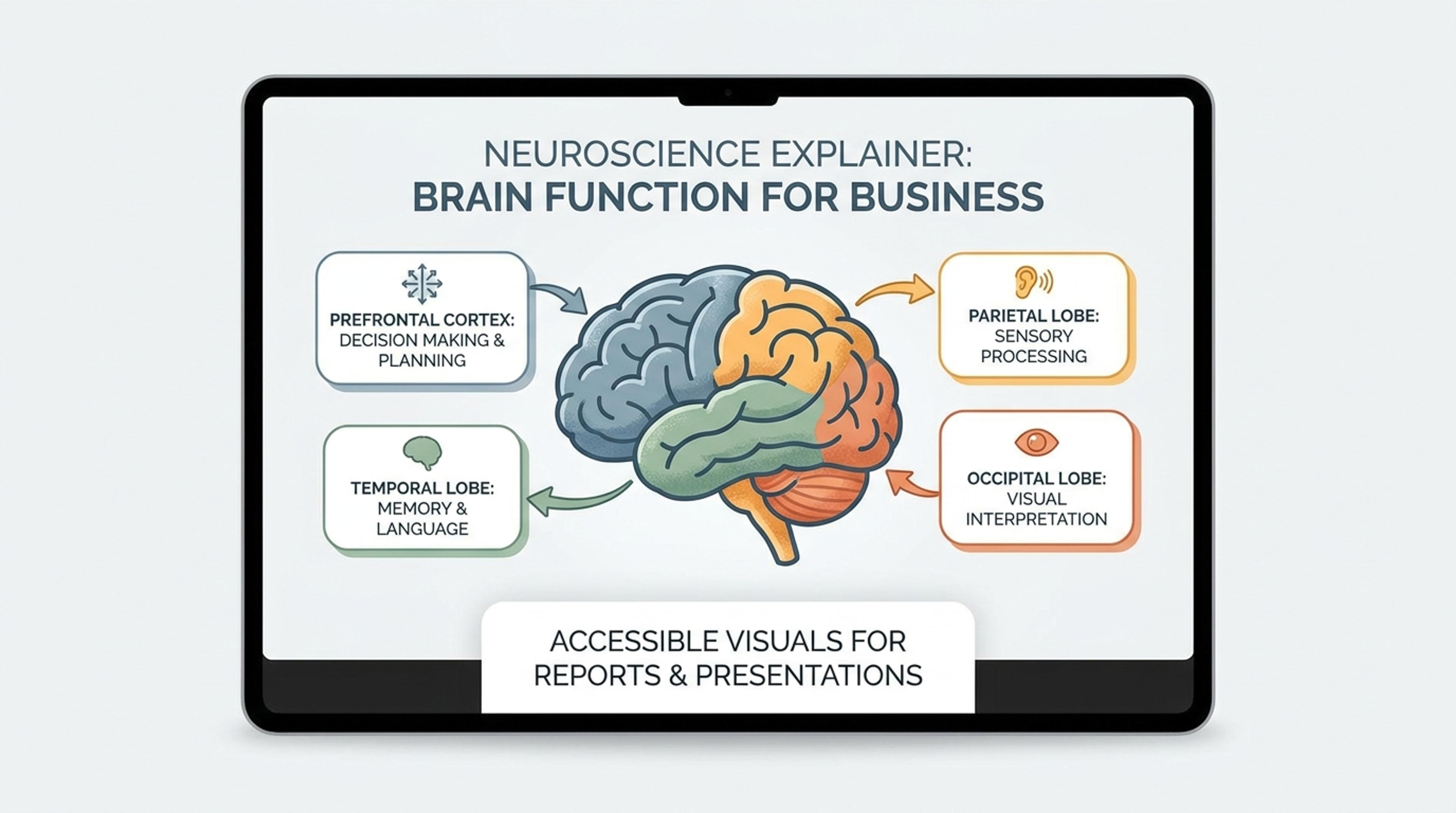Health communication brain diagram with plain-language callouts
