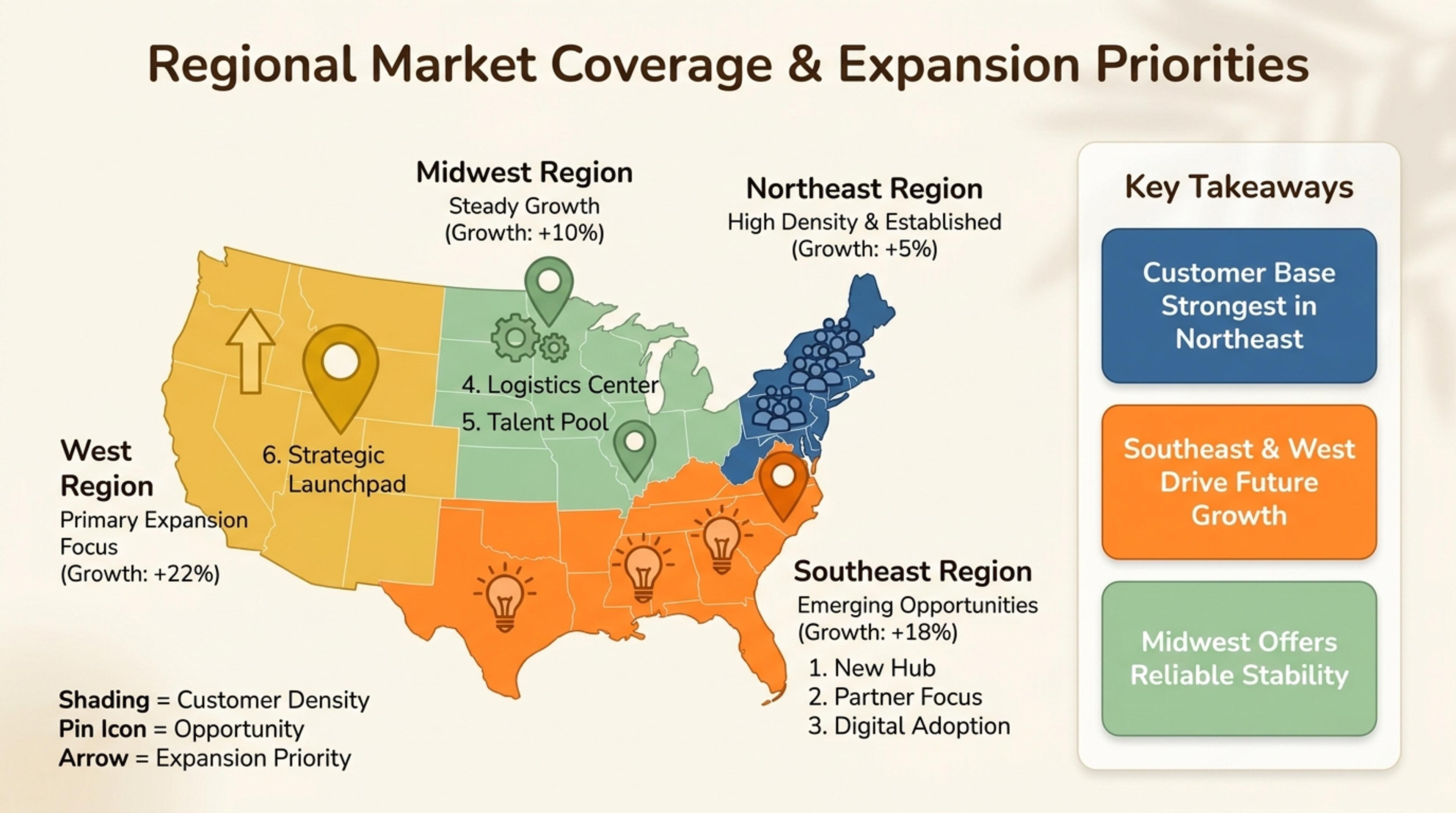 Business market coverage geographic infographic