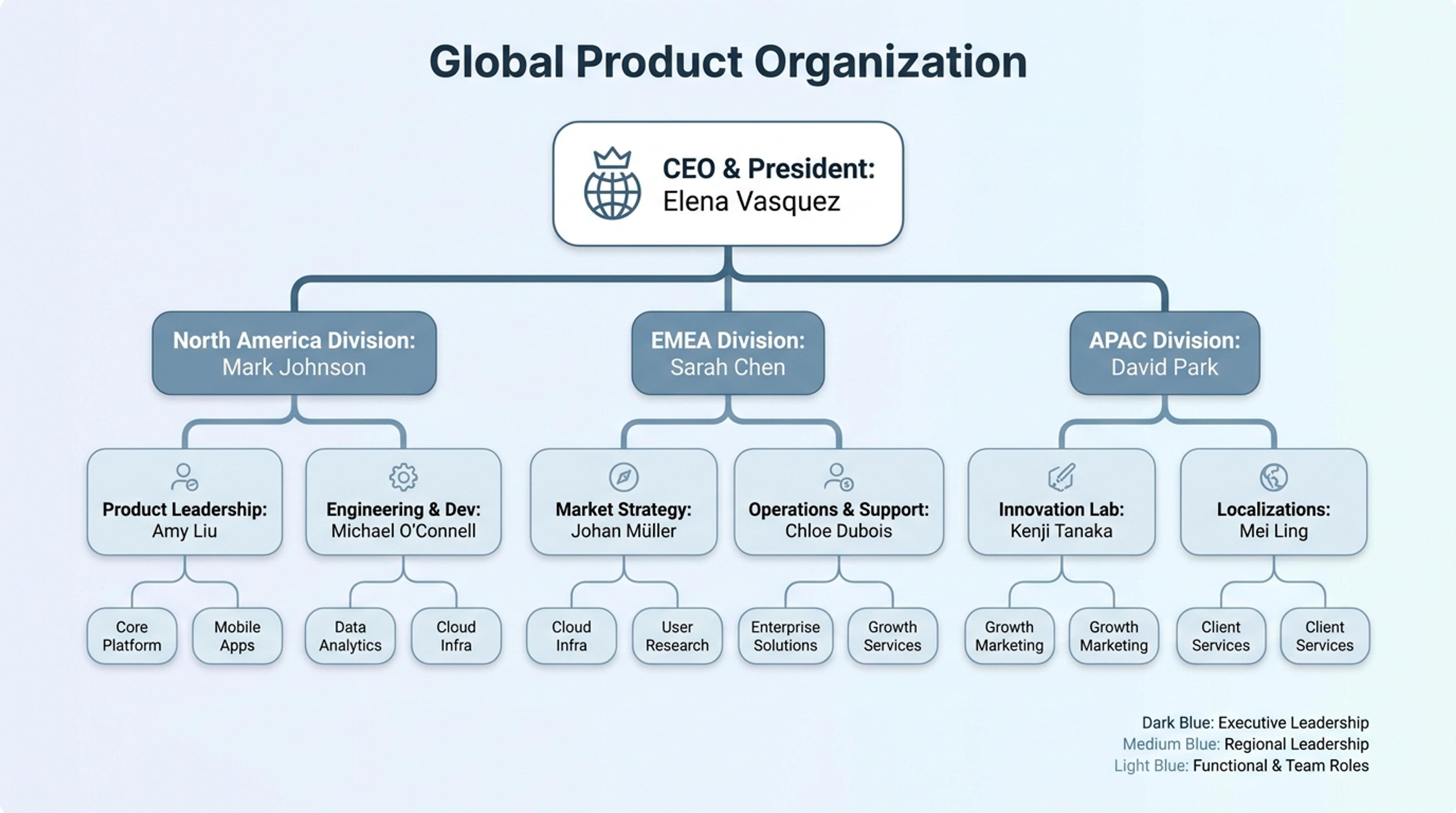 Business org structure hierarchy chart
