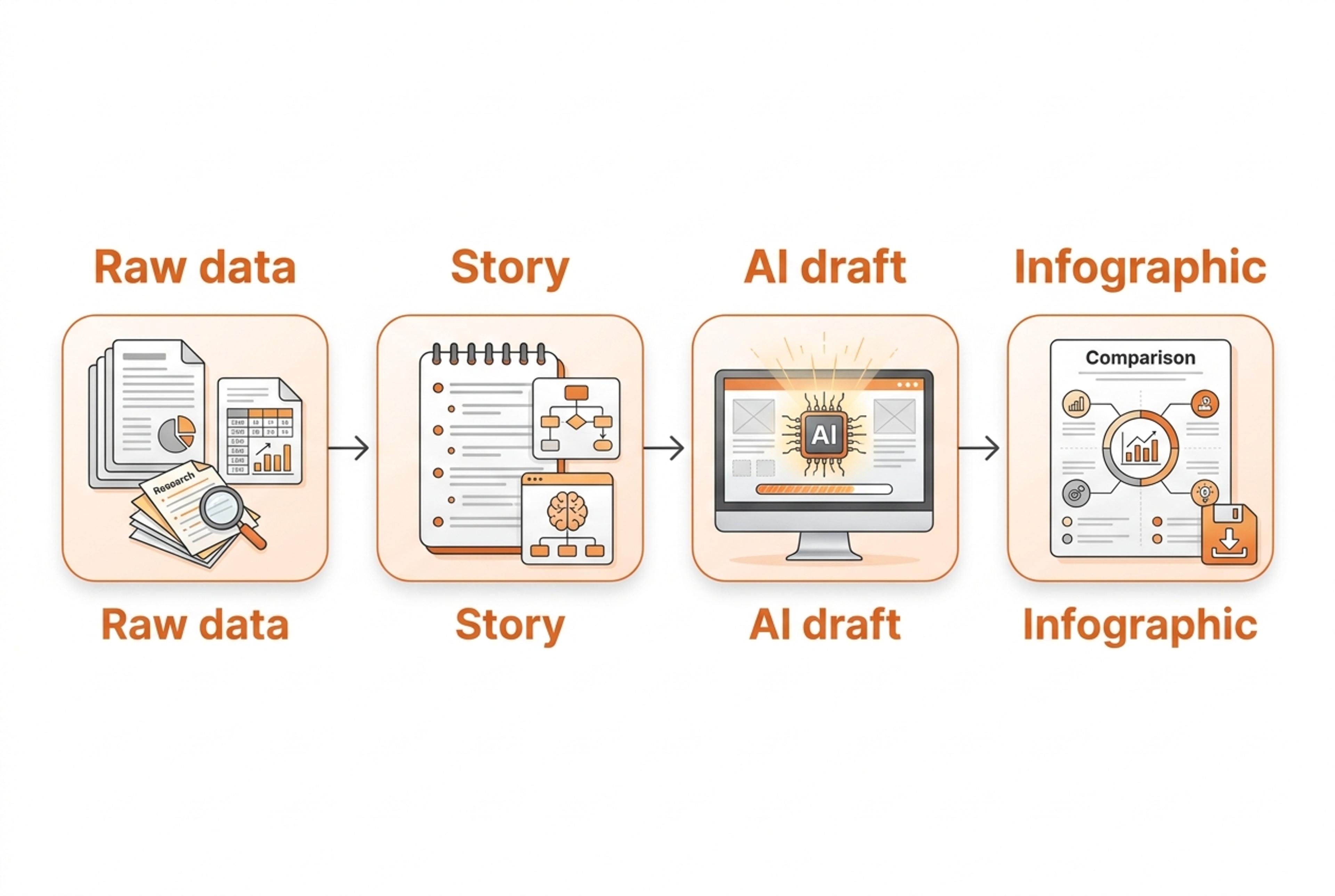Workflow from raw data to AI-generated infographic