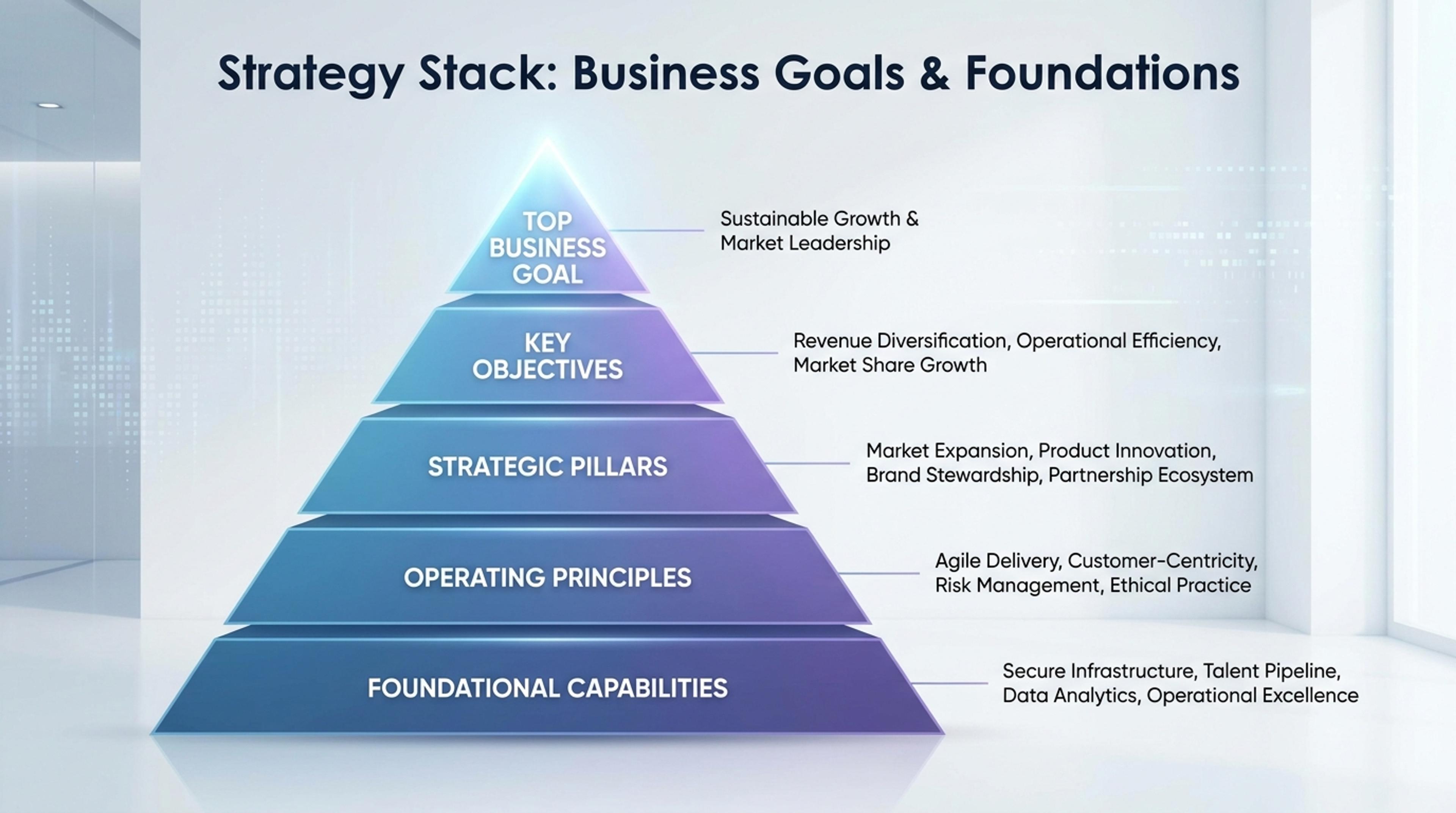 Business strategy pyramid chart