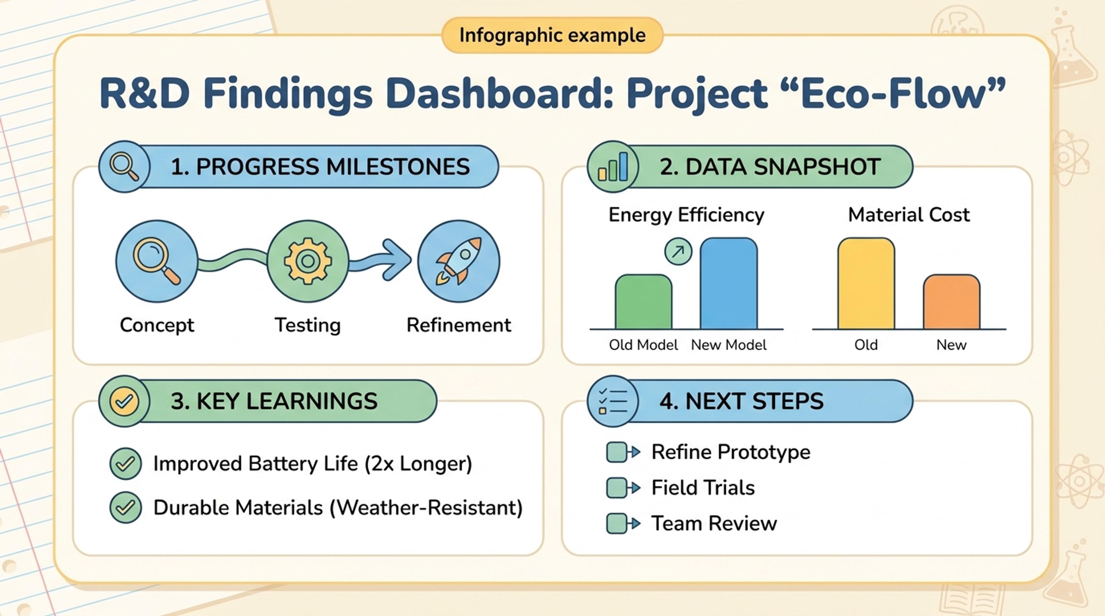 Business R&D data converted into science graph infographic
