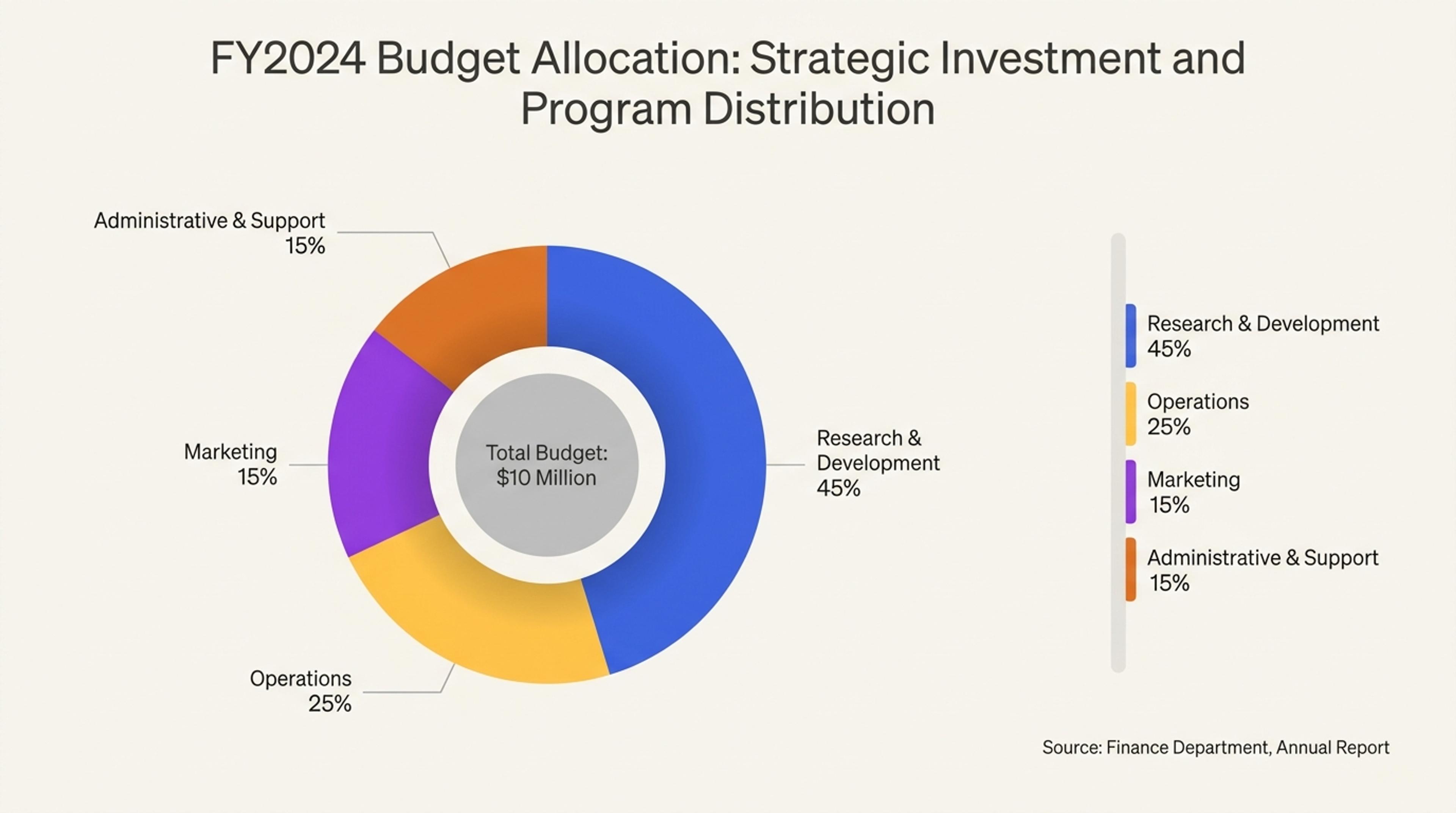 Budget Allocation Doughnut chart examples for share-of-whole slides