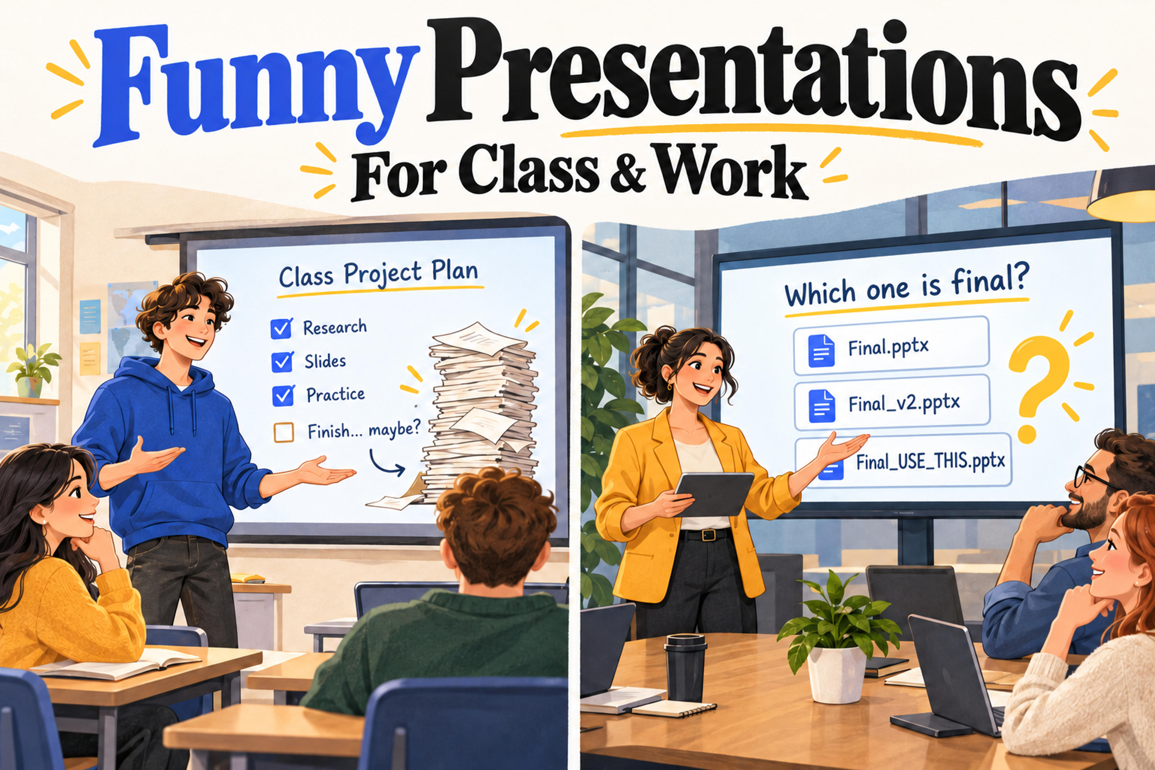 20 Funny Presentation Topics for Class and Work, with Ready-to-Use Slide Ideas
