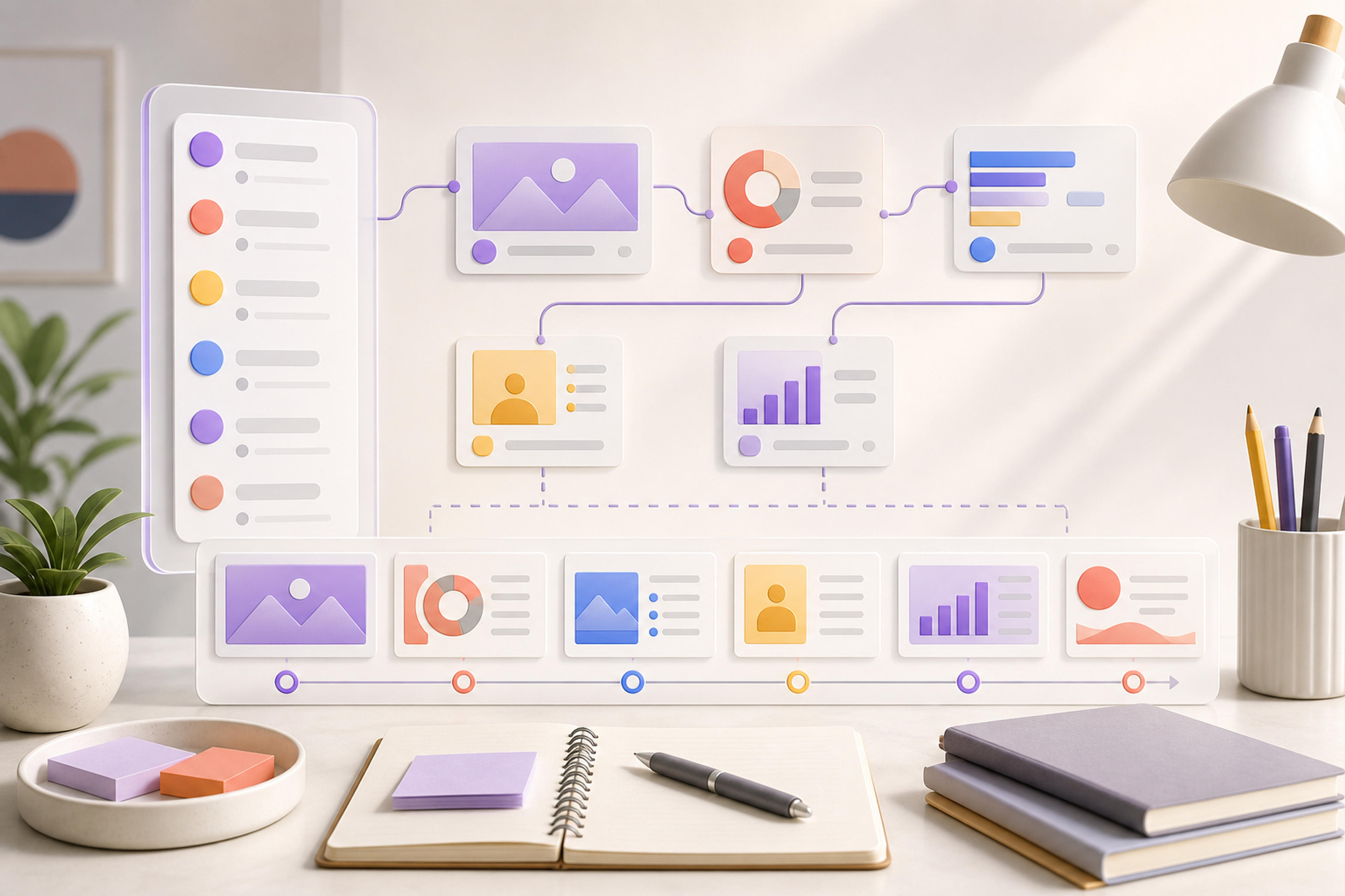 An outline organized into a slide-by-slide storyboard