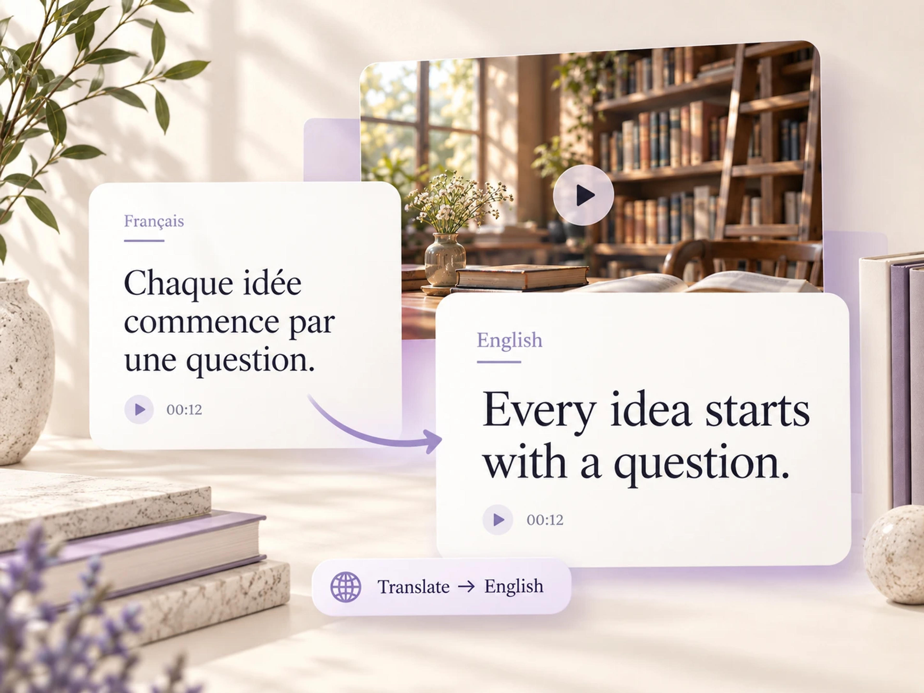 ترجمة النص التوضيحي الفرنسي Chaque idée commence par une question إلى الإنجليزية Every idea starts with a question